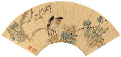 任伯年 壬申(1872年)作 花鸟 扇面